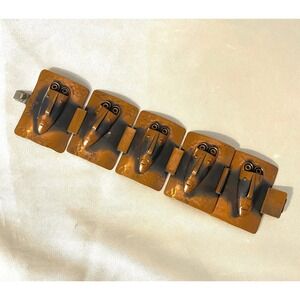 Vintage Signed Rebajes Copper Masks Panel Bracelet